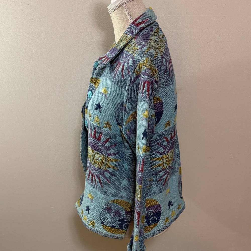 Sun & Moon Celestial Patterned Button Front Jacke… - image 4